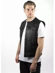 Veste Moto Cuir Sans Manche Mc Outlaw - John Doe