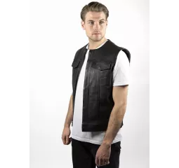 Mc Outlaw Chaqueta de moto de cuero sin mangas - John Doe