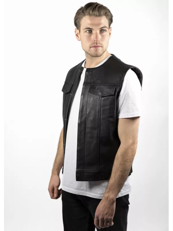 Veste Moto Cuir Sans Manche Mc Outlaw - John Doe