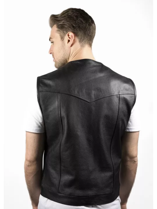 Mc Outlaw Chaqueta de moto de cuero sin mangas - John Doe