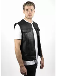 Veste Moto Cuir Sans Manche Mc Outlaw - John Doe
