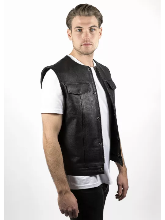 Mc Outlaw Chaqueta de moto de cuero sin mangas - John Doe