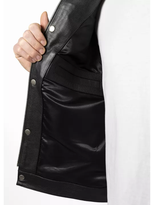Veste Moto Cuir Sans Manche Mc Outlaw - John Doe
