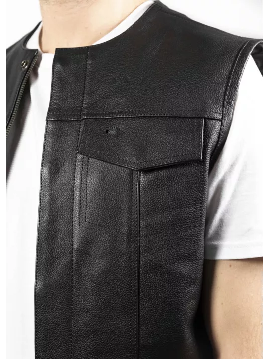 Mc Outlaw Chaqueta de moto de cuero sin mangas - John Doe