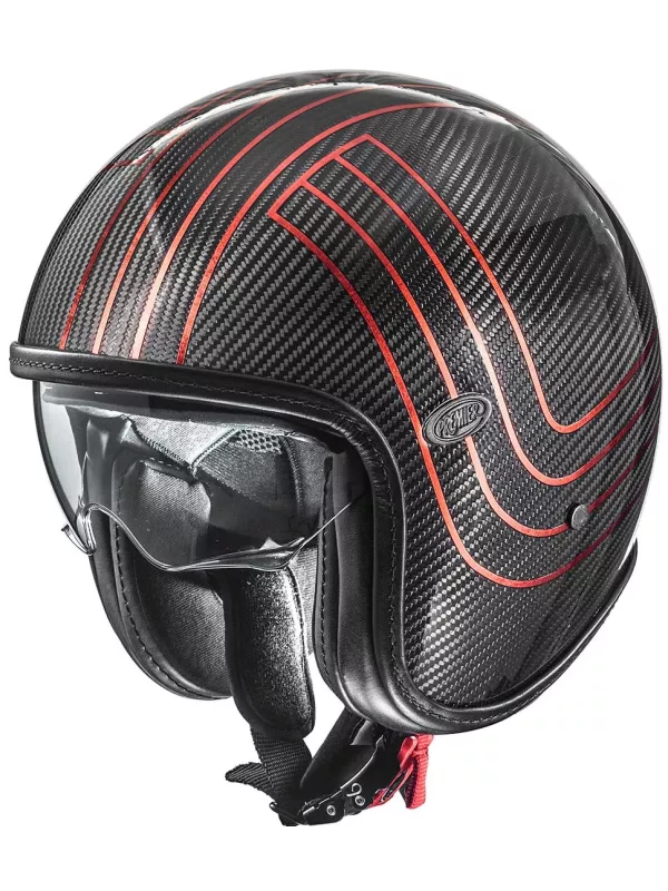 Casco Bm Vintage Platinum Carbon Ex Cromado Rojo - Premier