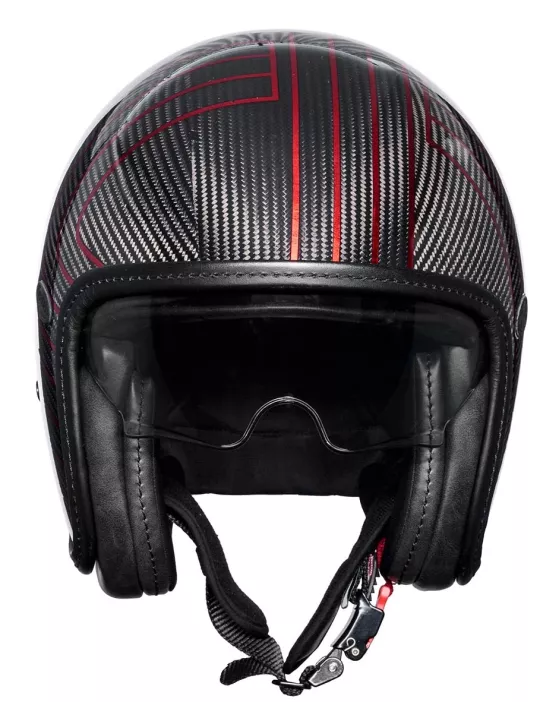Vintage Platinum Carbon Ex Red Chromed Bm Open Face Helmet - Premier