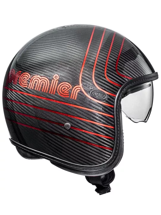Vintage Platinum Carbon Ex Red Chromed Bm Open Face Helmet - Premier