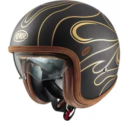 Vintage Platinum Carbon Fr Gold Chromed Bm Open Face Helmet - Premier