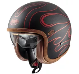 Casco Bm Vintage Platinum Carbon Fr Rojo Cromado - Premier