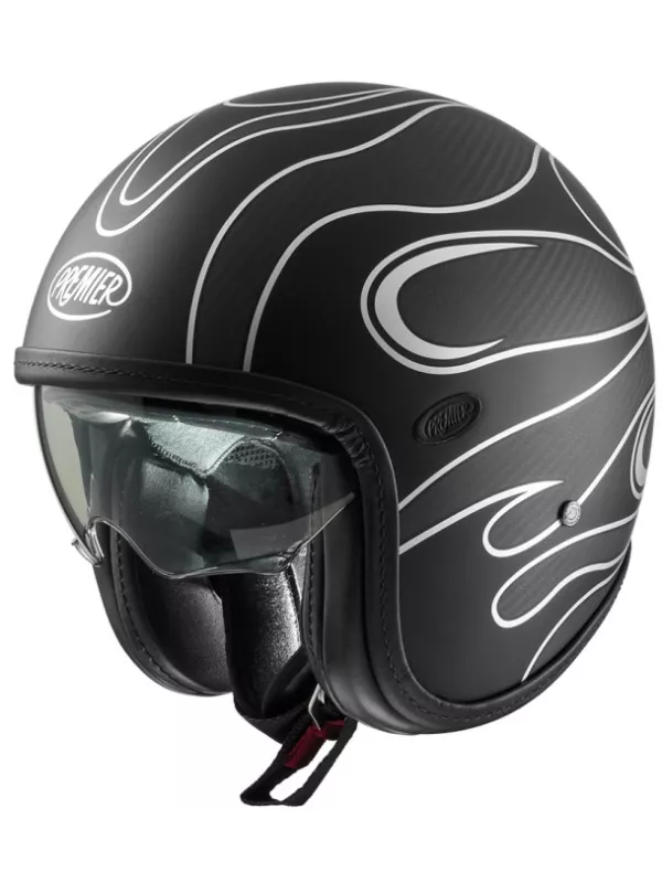 Vintage Platinum Carbon Fr Silver Chromed Bm Open Face Helmet - Premier