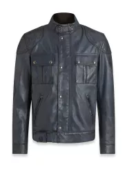 Chaqueta de piel Brooklands Azul Insignia - Belstaff