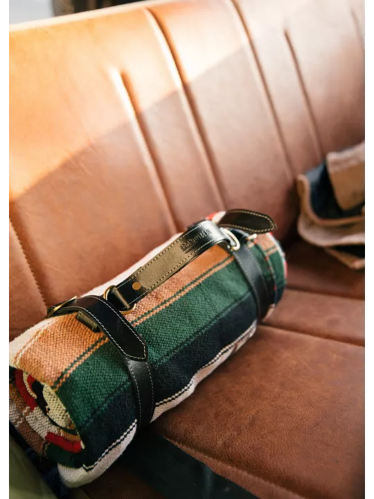 Leather Blanket Roll Strap - Iron And Resin
