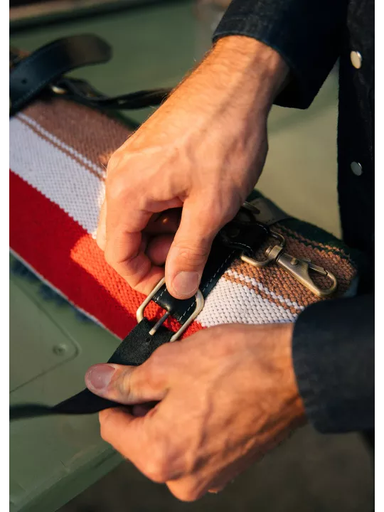 Leather Blanket Roll Strap - Iron And Resin
