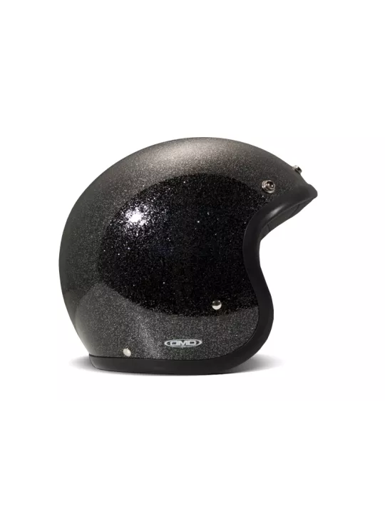 Casco Jet Vintage Glitter Negro - Dmd