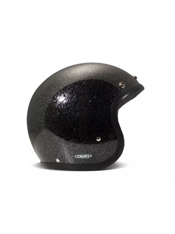 Casco Jet Vintage Glitter Negro - Dmd