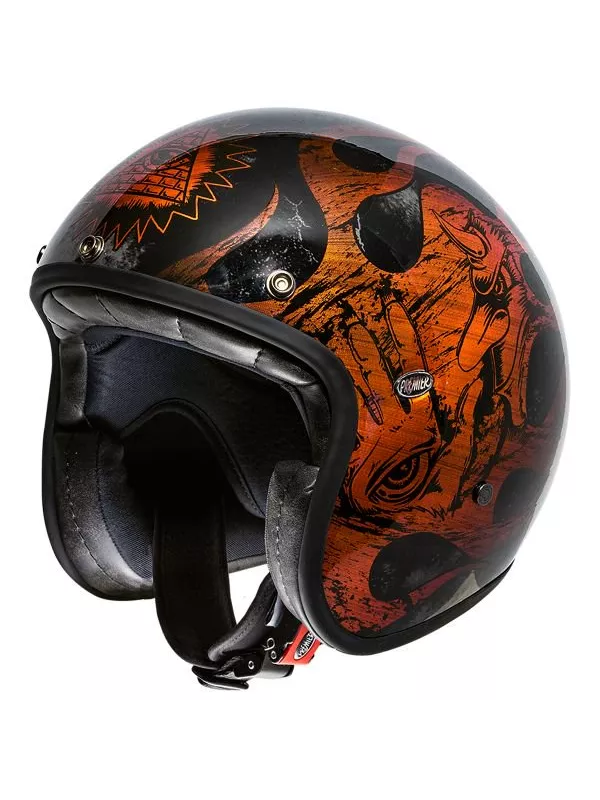 MOTOCICLETA casco jet POCO CHROMED BD NARANJA - PREMIER