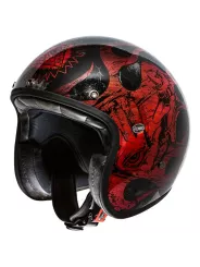 Motorradhelm JET LITTLE RED CHROMED BD - PREMIER