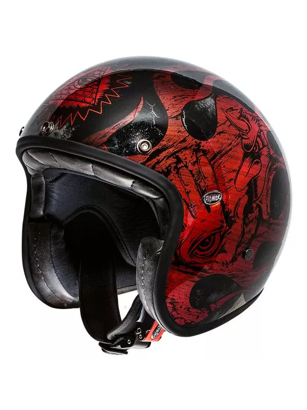 Motorradhelm JET LITTLE RED CHROMED BD - PREMIER