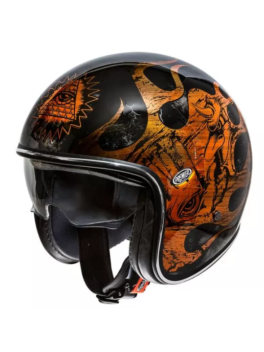 Casque Moto Jet Vintage Bd Orange Chromed - Premier