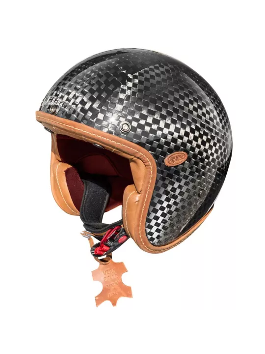 MOTOCICLETA casco jet clásico de la vendimia CARBON TECH LIMITED EDITION - PRIMERA