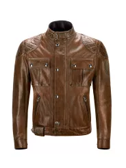 Blouson Brooklands Cuir Burnt Cuero - Belstaff