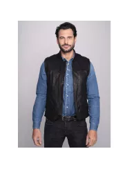 Gilet Black Leather Man - Dmd