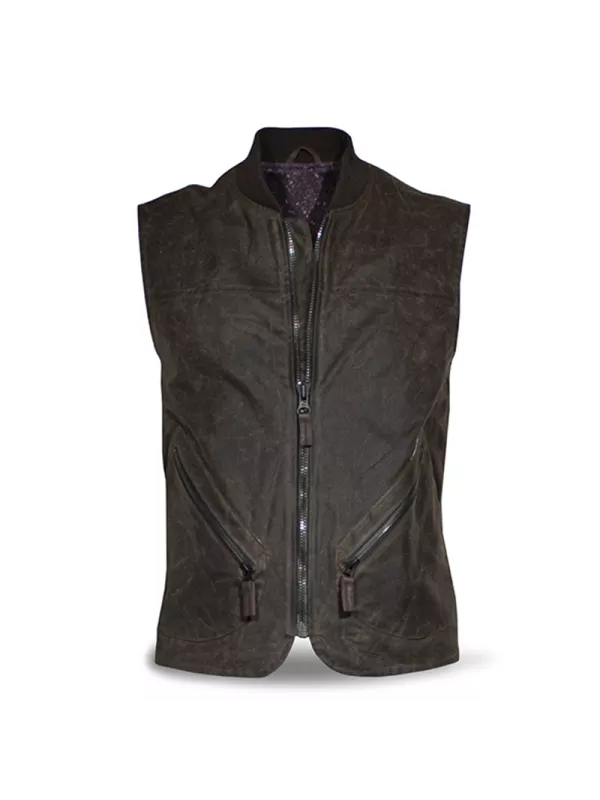 GILET BROWN WAXED COTTON MAN-DMD
