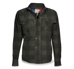 GIACCA SHIRT CHECK GREEN LEATHER MAN-DMD