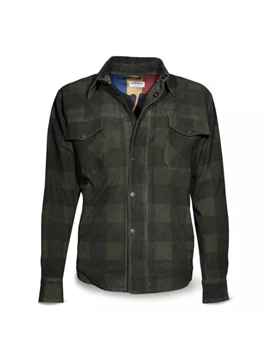 Veste Shirt Check Green Leather Man - Dmd