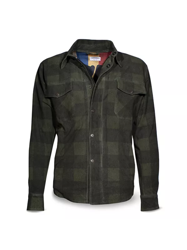 Veste Shirt Check Green Leather Man - Dmd