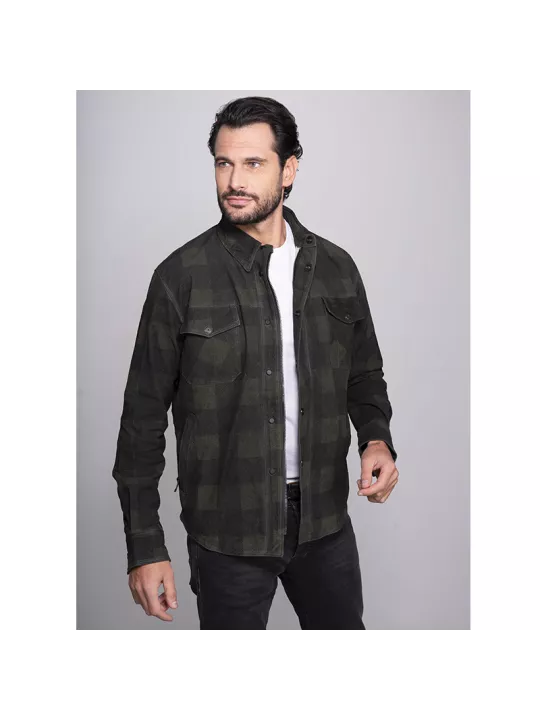 Veste Shirt Check Green Leather Man - Dmd