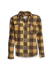 Jacke Shirt Check Yellow Leather Man - Dmd
