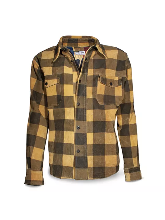 CHAQUETA SHIRT CHECK YELLOW LEATHER MAN-DMD