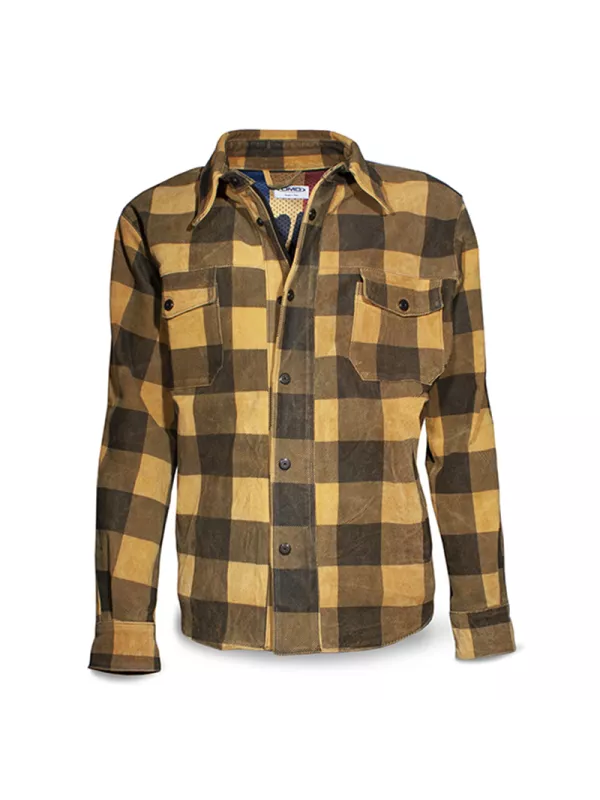 Jacke Shirt Check Yellow Leather Man - Dmd