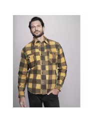 Jacke Shirt Check Yellow Leather Man - Dmd