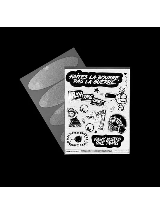 PLANCHE STICKERS PARA CASCO - RÉFLÉCHISSANT - 10x13cm / Double face