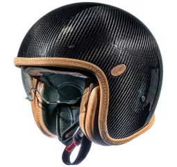 Vintage Platinum Carbon Open Face Helmet - Premier