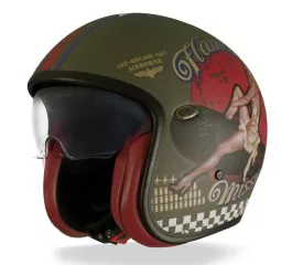 Vintage Pinup Open Face Helmet Military Bm - Premier