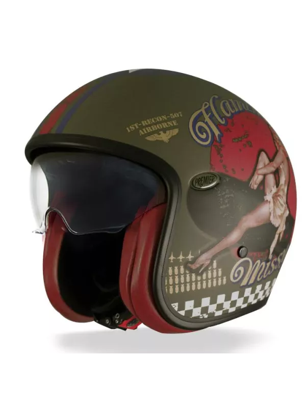 Casque Jet Vintage Pinup Military Bm - Premier