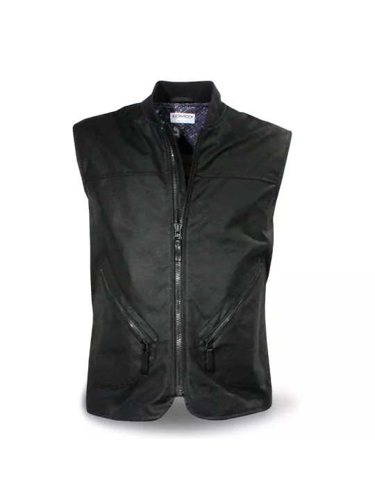 Handmade Waxed Cotton Man Vest Black - DMD