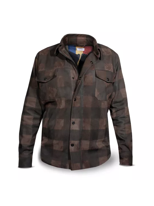 Jacket Handmade Check Brown Leather Man - Dmd