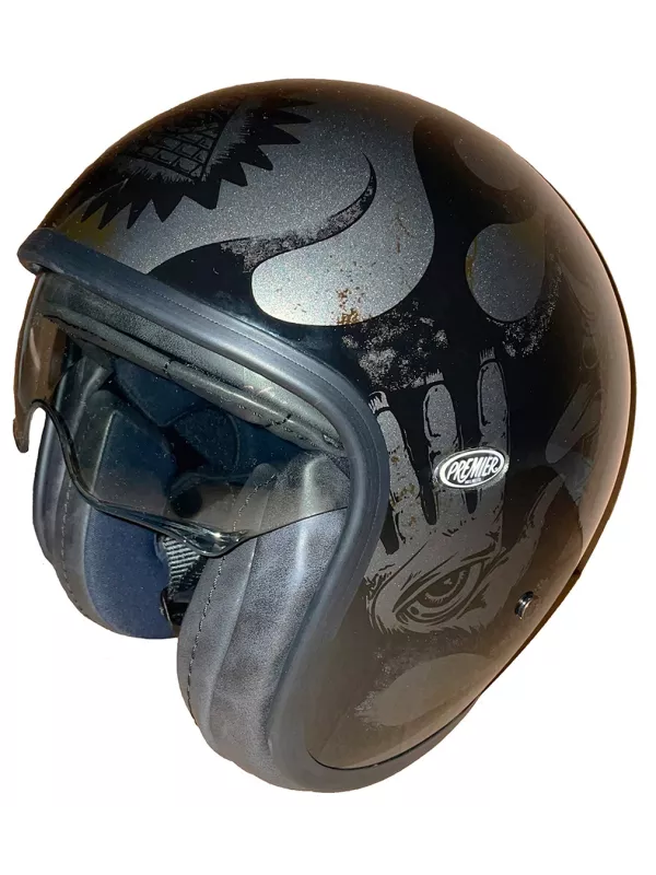 Casque Moto Jet Vintage Bd U17 Gris Metal - Premier