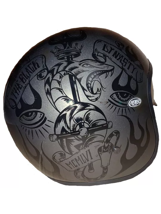 Casque Moto Jet Vintage Bd U17 Gris Metal - Premier