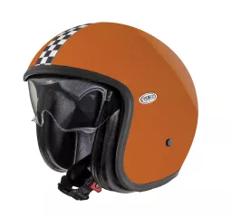 Casco Moto Jet Vintage Naranja Ck - Premier
