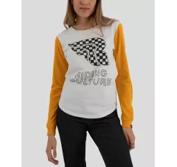 Checkerboard Crop Top Langarm Damenpullover - Riding Culture