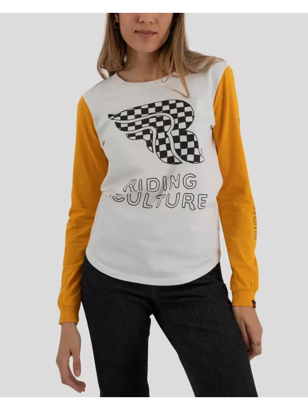 Pull Checkerboard Crop Top Longsleeve Lady - Riding Culture