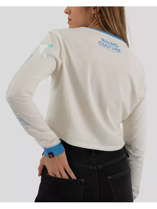 Checkerboard Crop Top Langarm Damenpullover - Riding Culture