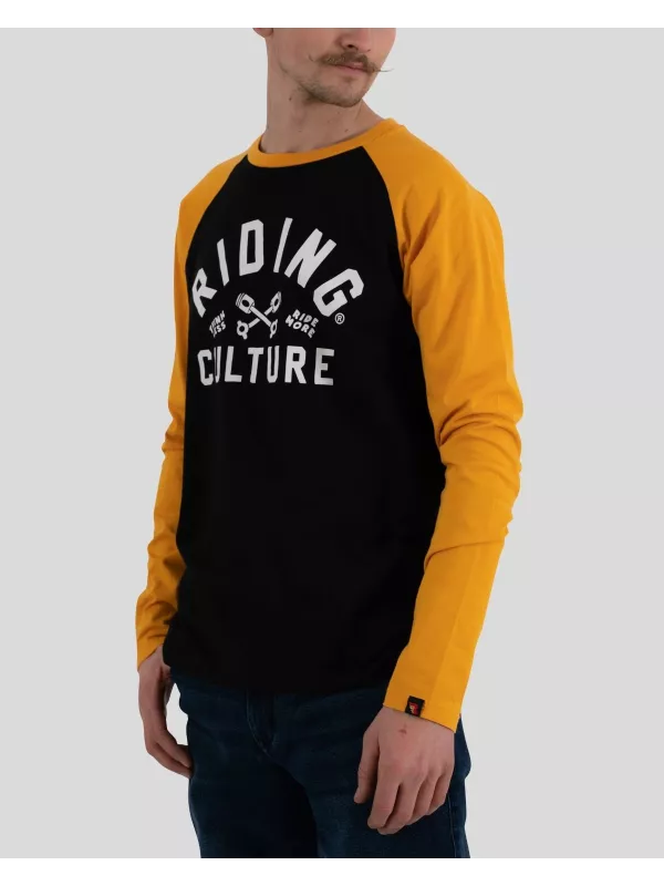 Gelb/Schwarz Logo Langarmpullover - Riding Culture