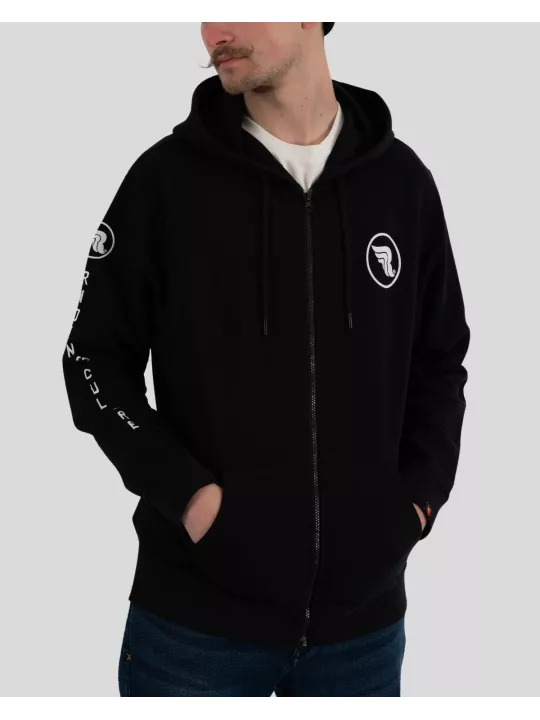 Schwarzer Zip Zip Hoodie - Riding Culture