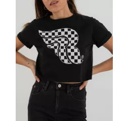 T-Shirt Schachbrettmuster Crop Top - Riding Culture